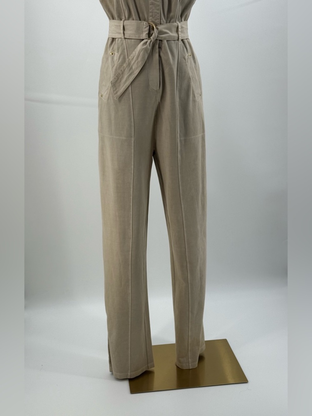 Gray State Indya Utility Jumpsuit Belted Wide-Leg Slit at Hemline Size 0 - Picture 13 of 14
